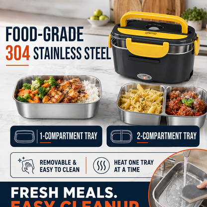 📢📢 !! ⏰Portable Electric Heated Lunch Box Water-Free Food Warmer