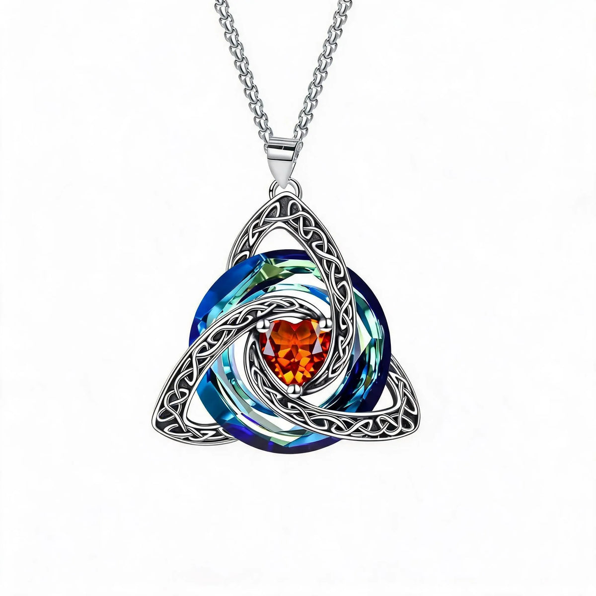 🔥LAST DAY 50% OFF - ✝️12-Month Birthstone Celtic Trinity Knot Necklace 💖