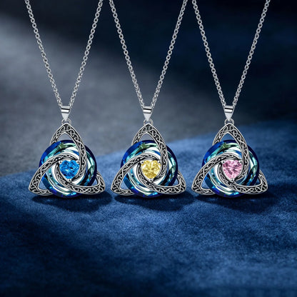 🔥LAST DAY 50% OFF - ✝️12-Month Birthstone Celtic Trinity Knot Necklace 💖