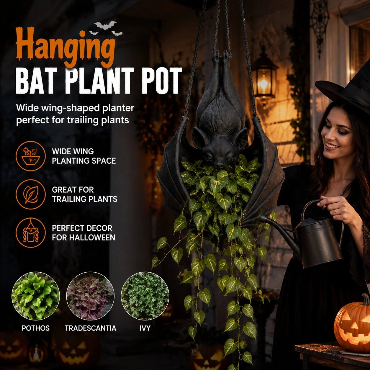 🦇 Hanging Bat Planter – Give Your Plants a Dark Side