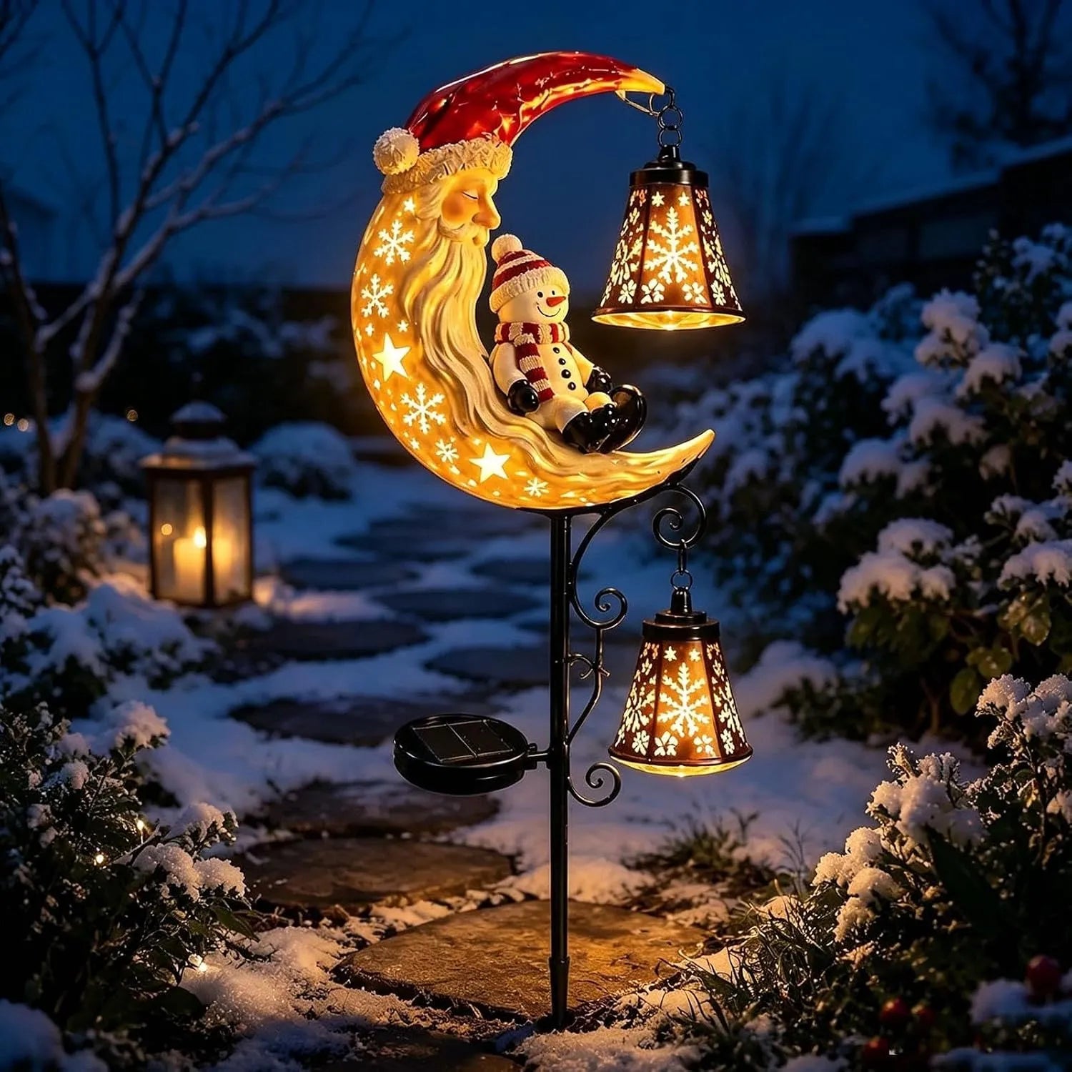 🤩Solar Christmas Moon Snowman Lamp Post Decoration, Santa Claus🎅💖