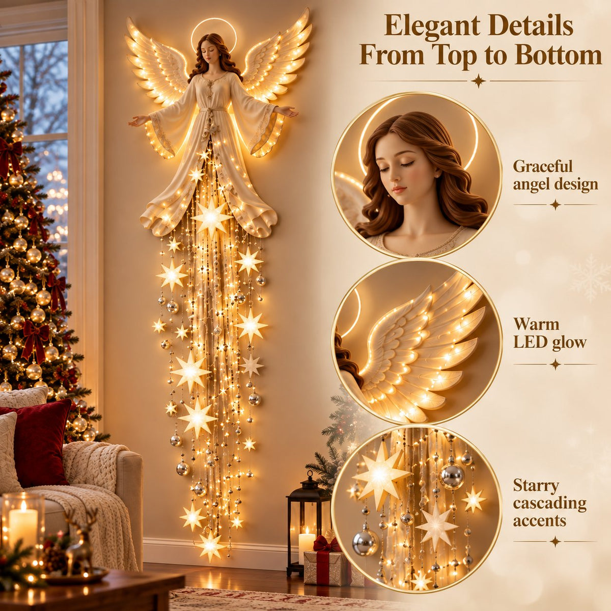 👼 Lighted Angel Christmas Hanging Decoration