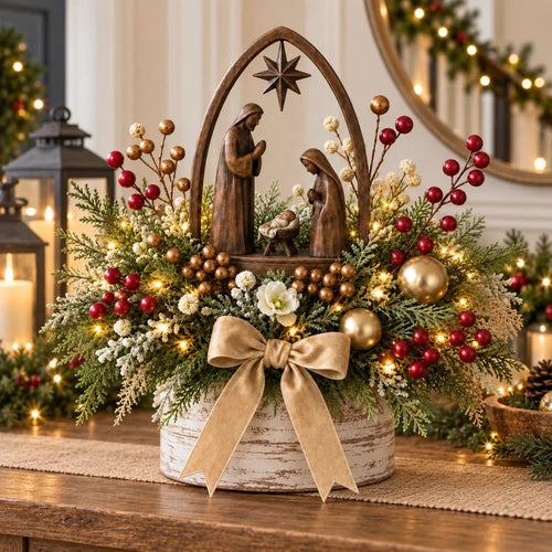 🌸Candlelit Christmas Nativity Centerpiece