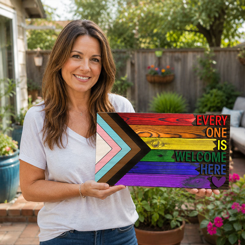🔥Last Day Promotion🌈❤️ Everyone Is Welcome Here Wooden Sign