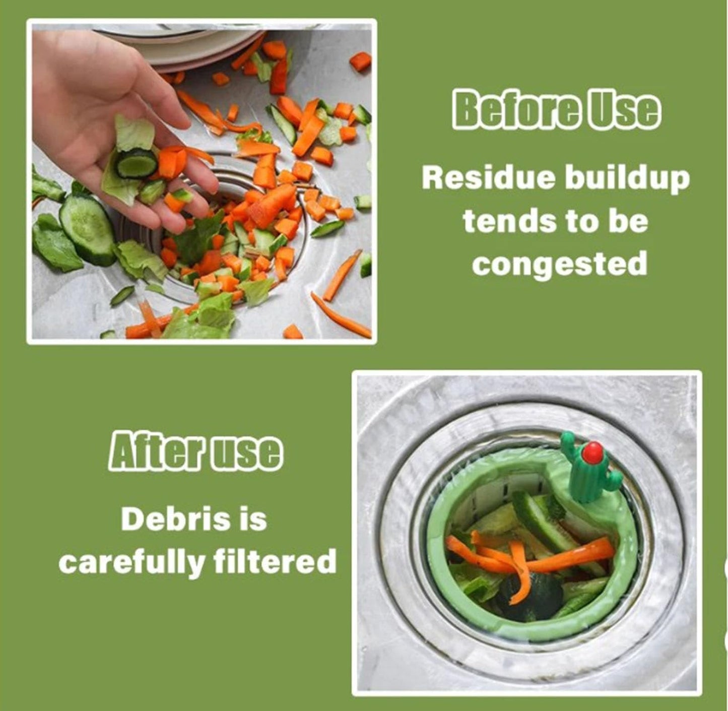 2pcs Cactus Kitchen Automatic Dumping Sink Filter
