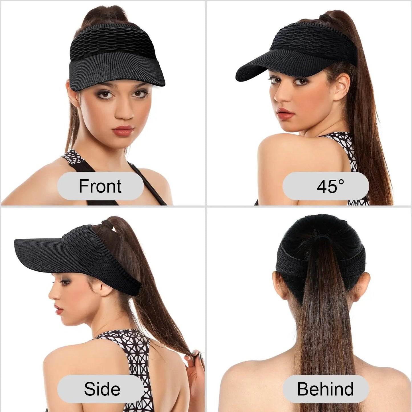 2-Pack Women's High Ponytail Sun Visor Hats