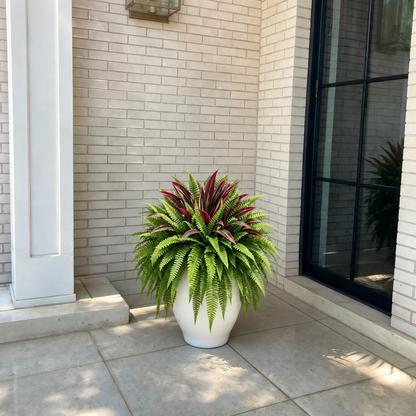 💥BUY 1 GET 1 FREE (2 PCS)🔥 48' Large UV-Resistant Artificial Fern & Red Dracaena Decorative Plants – Full, Lush & Fade-Resistant!