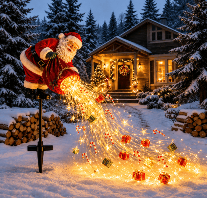 🎅Solar-Powered Christmas Garden Light: Santa Claus 'Magic Pour' Design