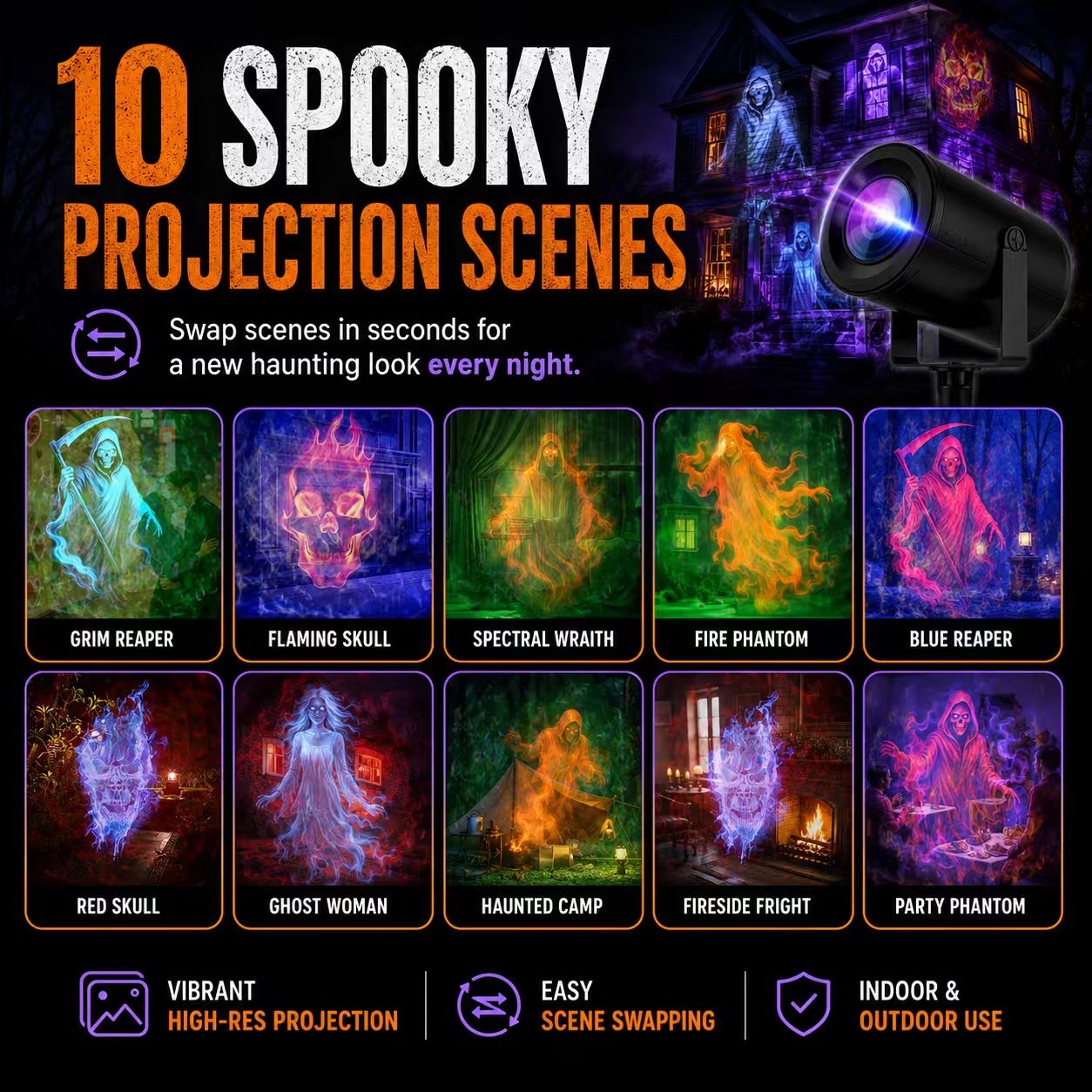 🎃32FT HD Halloween Projector | That Disappoint Your Halloween Party | 10 Unique HD Projection Patterns