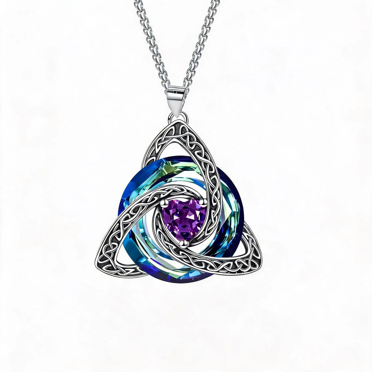 🔥LAST DAY 50% OFF - ✝️12-Month Birthstone Celtic Trinity Knot Necklace 💖
