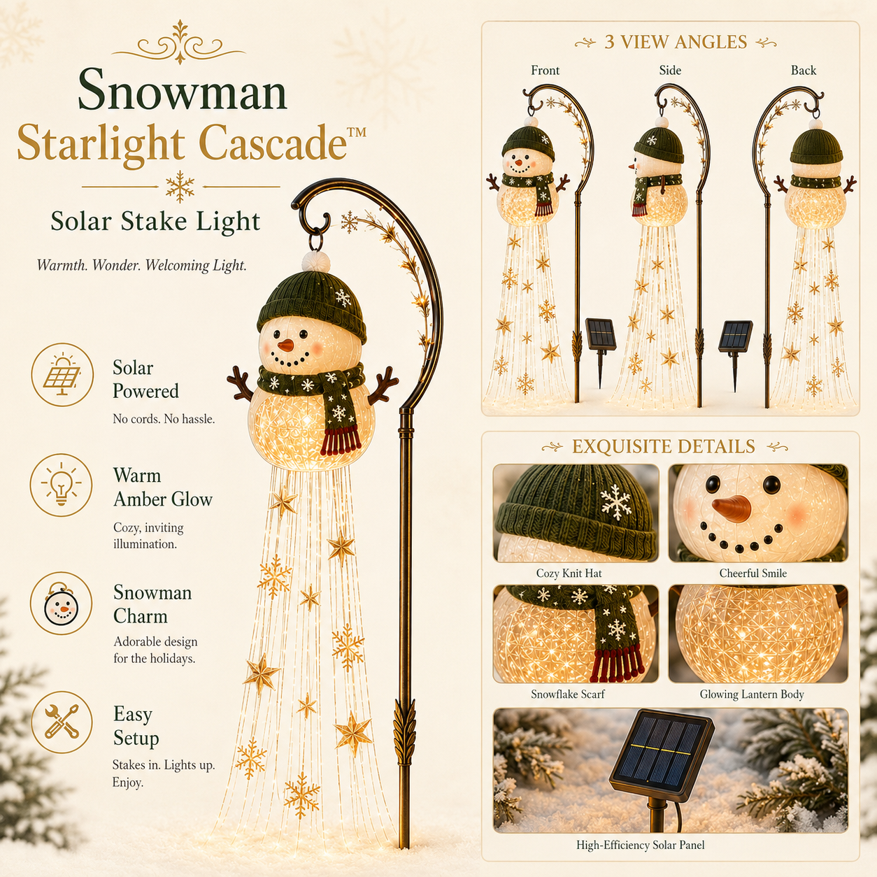 🔥🎅Christmas Early Discount 🔥-☃️ Snowman Sparkle Cascade - Solar Garden Light