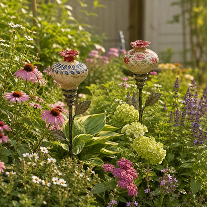 🐦🌸Vintage Ceramic Hummingbird Feeder Garden Decor Stake – Decorative Outdoor Bird Feeder