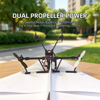 ✈️RC Paper Airplane Kit with Gyro Stabilizer – DIY Electric Remote Control Plane with Dual Propellers, Lightweight Foldable Flying STEM Toy