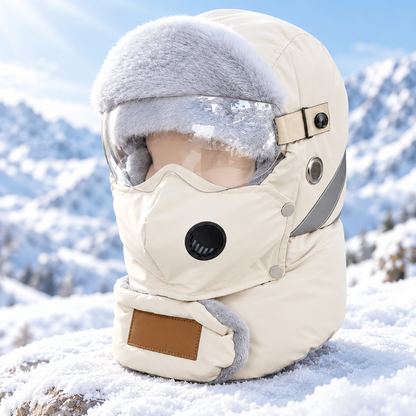 ❄️ 5-in-1 Winter Thermal Hat – Cozy Warmth & Wind Protection with Detachable Face Mask and Goggles