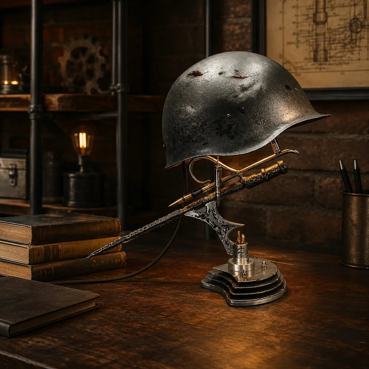 🪖 War Relic Vintage Helmet Table Lamp🎁