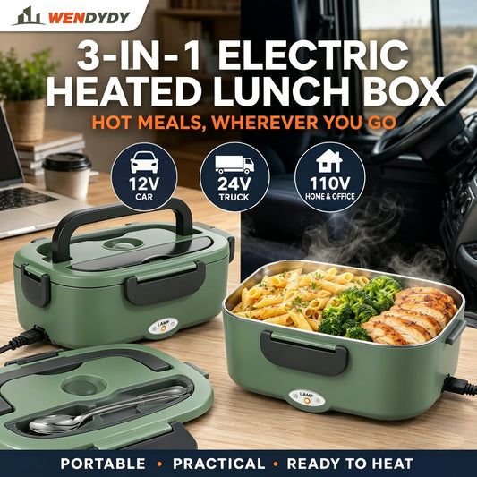 📢📢 !! ⏰Portable Electric Heated Lunch Box Water-Free Food Warmer