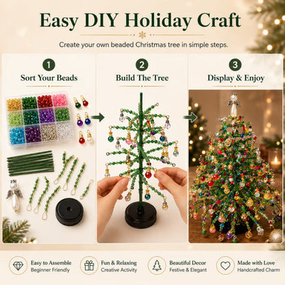 Mini Tabletop DIY Beaded Christmas Tree Craft Kit | Handmade Holiday Home Decor