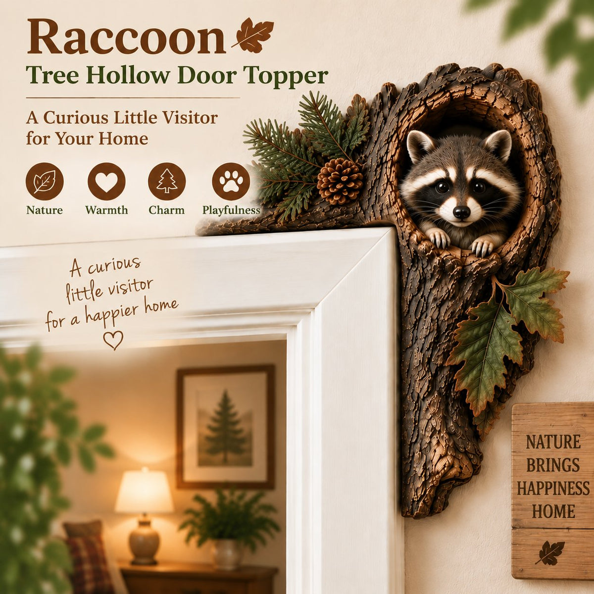 ⏰AHLWOAPEX TAG – 50 % RABATT 🐿️ Chipmunk Tree Hollow Door Topper | Woodland Animal Doorway Decor For Cozy Nature Homes