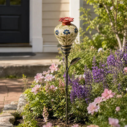 🐦🌸Vintage Ceramic Hummingbird Feeder Garden Decor Stake – Decorative Outdoor Bird Feeder