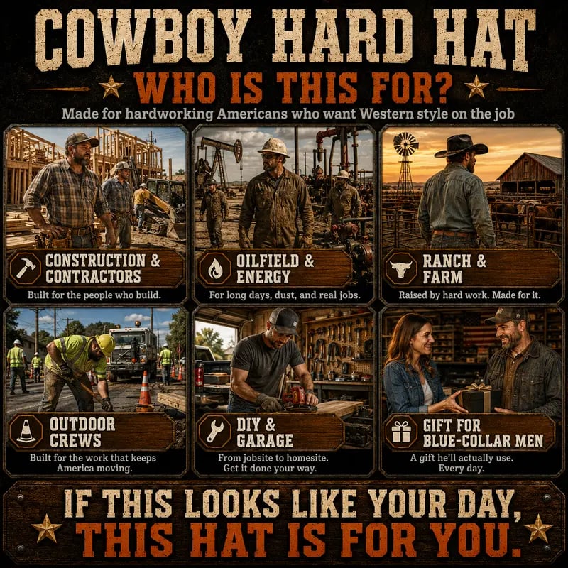 🔥LAST DAY 49% OFF🤠Western Cowboy Hard Hat, Vented Wide Brim Safety Helmet for Construction & Ranch Workers
