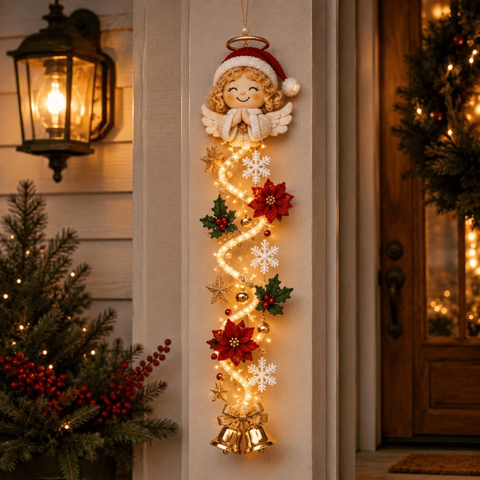 ⏳ 65% OFF – 🎄MerryCascade™ Glowing Christmas Door Hanger | 6 Festive Lighted Designs with Warm Glow, Dimensional Details & Space-Saving Vertical Décor ✨