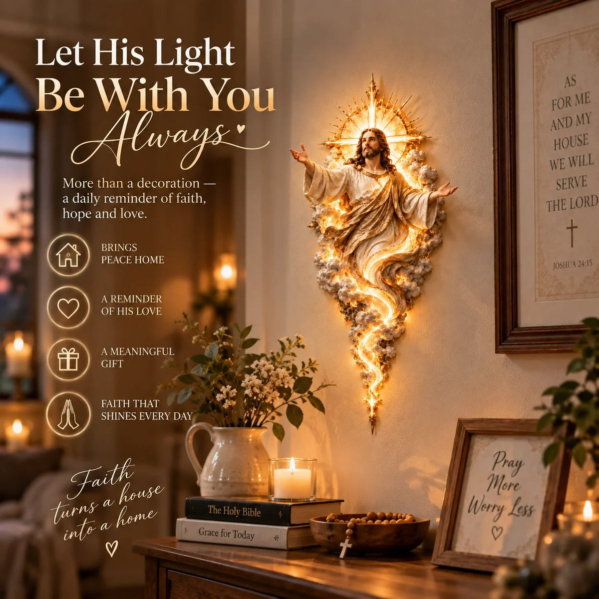 🔥Last Day 50% OFF -  ✝️ Light of the World Jesus Wall Sculpture – A Radiant Symbol of Faith for the Home