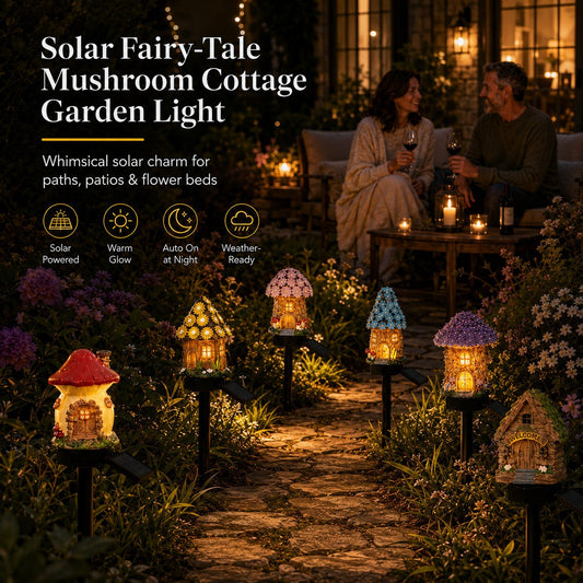 ✨Last Day: 47% OFF🔥Solar Fairy-Tale Mushroom Cottage Garden Light – Whimsical Warm Glow for Paths, Patios & Flower Beds 🍄🌙