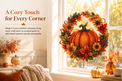 🔥Limited Edition 49% OFF - 🍂✨Autumn Harvest Pumpkin Diamond Art Hanging Ornament Kit