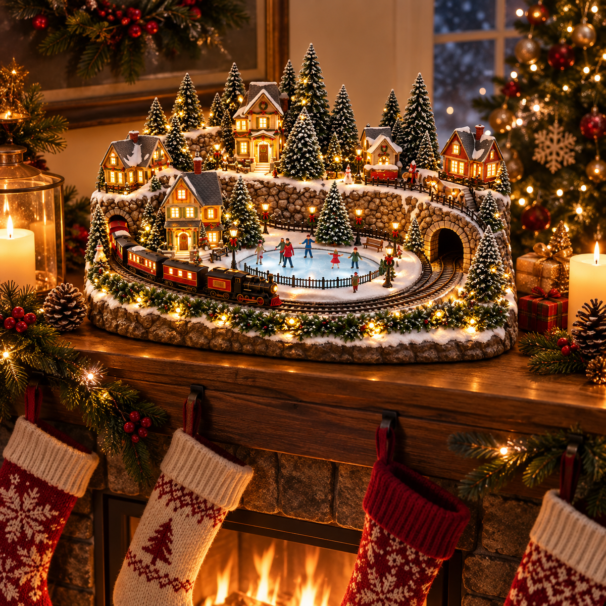 🔥 LAST DAY 49% OFF 🔥 Animated Holiday Train & Ice Rink Scene 🚂✨