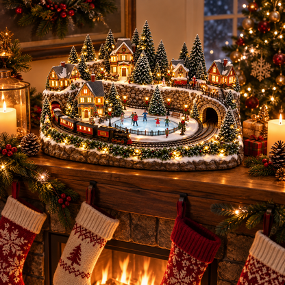🔥 LAST DAY 49% OFF 🔥 Animated Holiday Train & Ice Rink Scene 🚂✨
