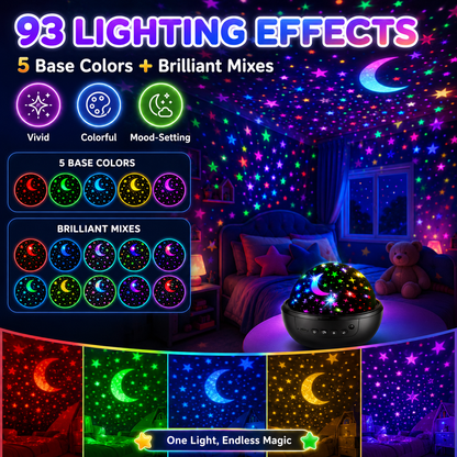 Kids Star Projector Night Light — 93 Effects, 3 Films, Remote Control