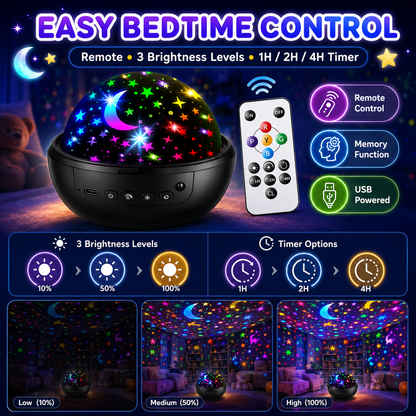 Kids Star Projector Night Light — 93 Effects, 3 Films, Remote Control