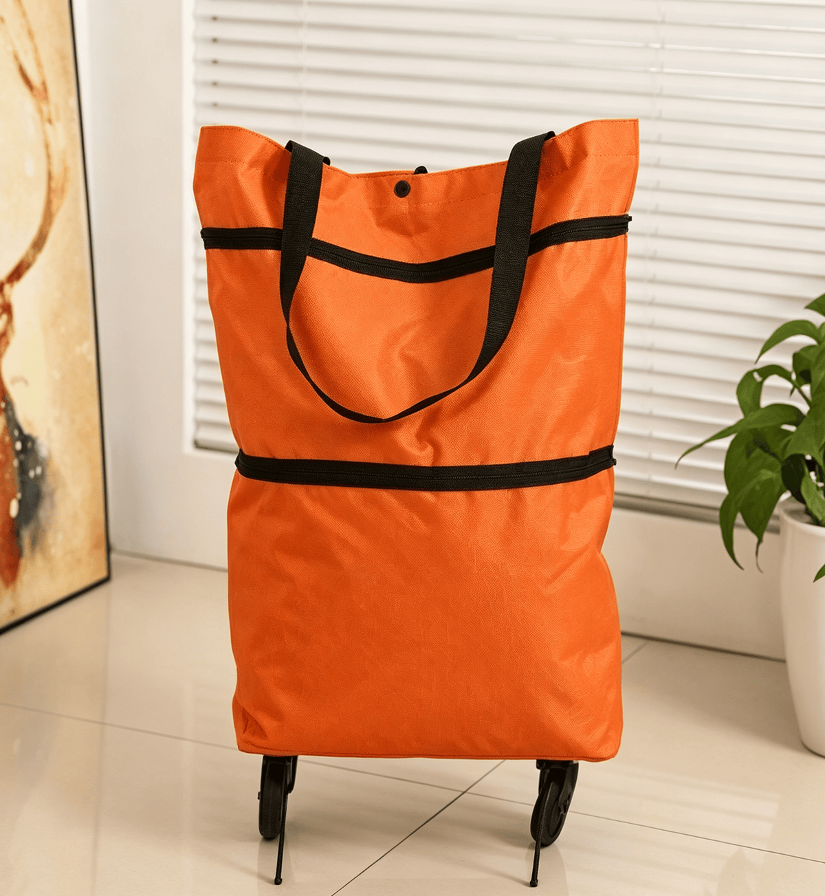 Collapsible rolling shopping bag
