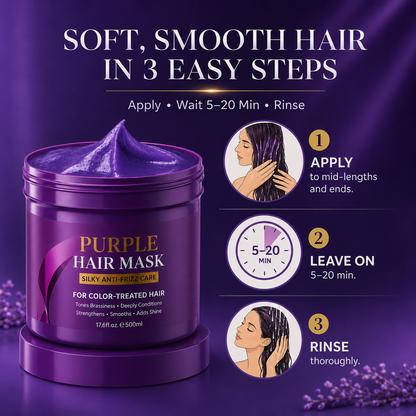 💜 Keratin Purple Toning Hair Mask (500mL) – Anti-Brass Color Care ✨
