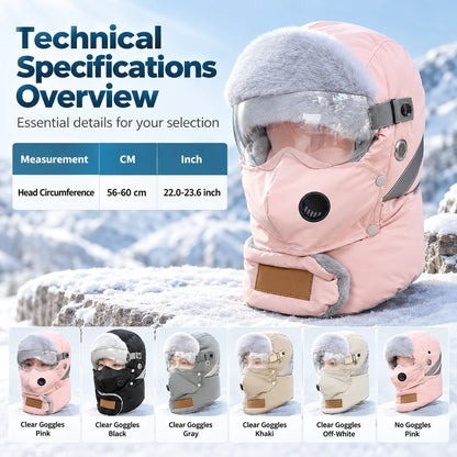 ❄️ 5-in-1 Winter Thermal Hat – Cozy Warmth & Wind Protection with Detachable Face Mask and Goggles