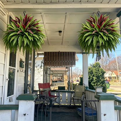 💥BUY 1 GET 1 FREE (2 PCS)🔥 48' Large UV-Resistant Artificial Fern & Red Dracaena Decorative Plants – Full, Lush & Fade-Resistant!