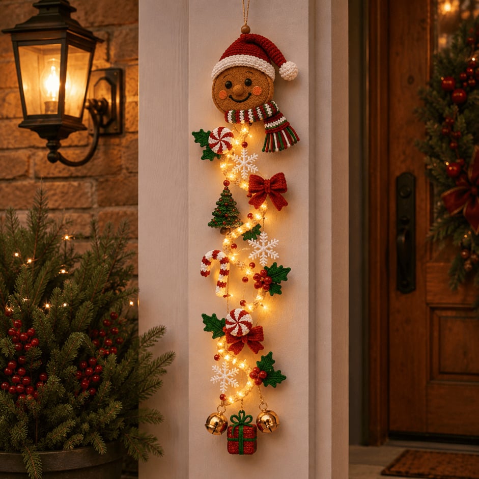 ⏳ 65% OFF – 🎄MerryCascade™ Glowing Christmas Door Hanger | 6 Festive Lighted Designs with Warm Glow, Dimensional Details & Space-Saving Vertical Décor ✨