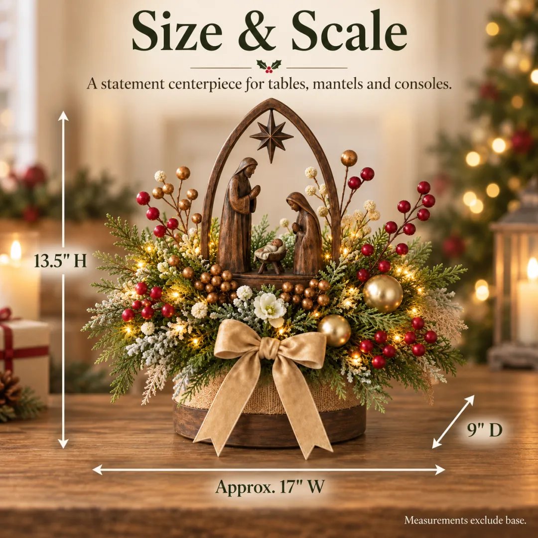 🌸Candlelit Christmas Nativity Centerpiece