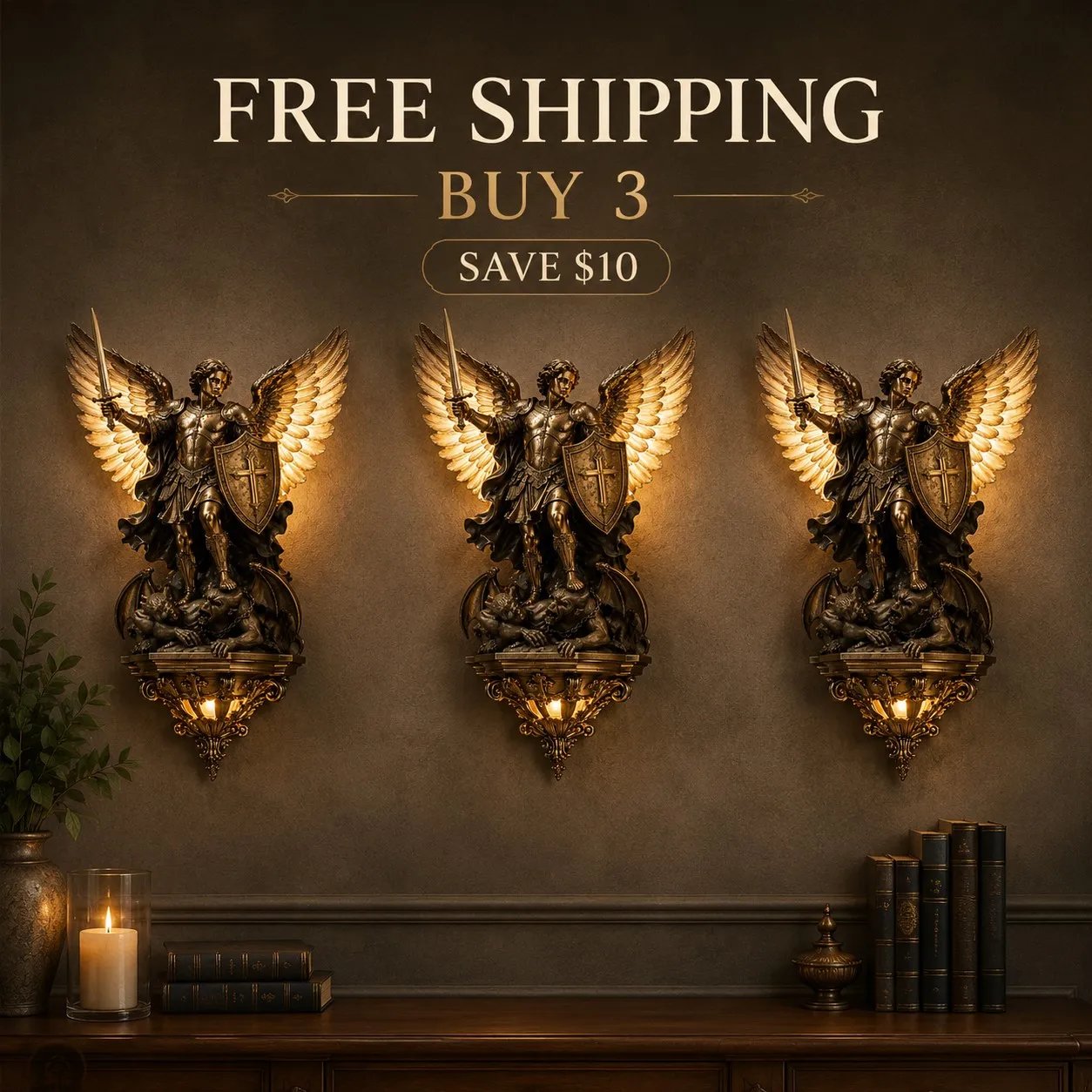 Last Day 50% OFF | ✝️St. Michael Guardian Angel Wall Light✨️ - Meaningful Décor With A Warm Glow