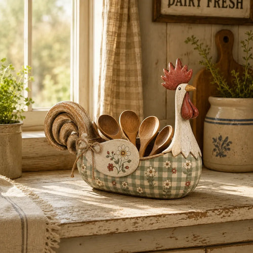 🔥vintage Farmhouse Rooster Utensil Holder