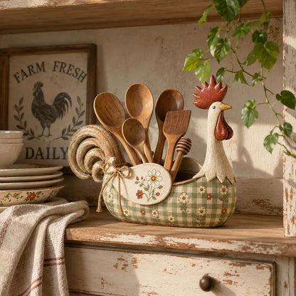 🔥vintage Farmhouse Rooster Utensil Holder