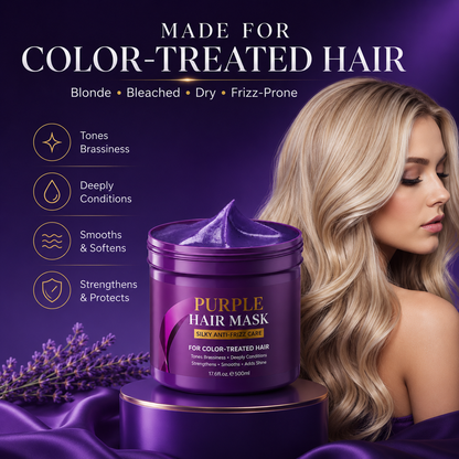 💜 Keratin Purple Toning Hair Mask (500mL) – Anti-Brass Color Care ✨