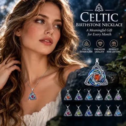 🔥LAST DAY 50% OFF - ✝️12-Month Birthstone Celtic Trinity Knot Necklace 💖