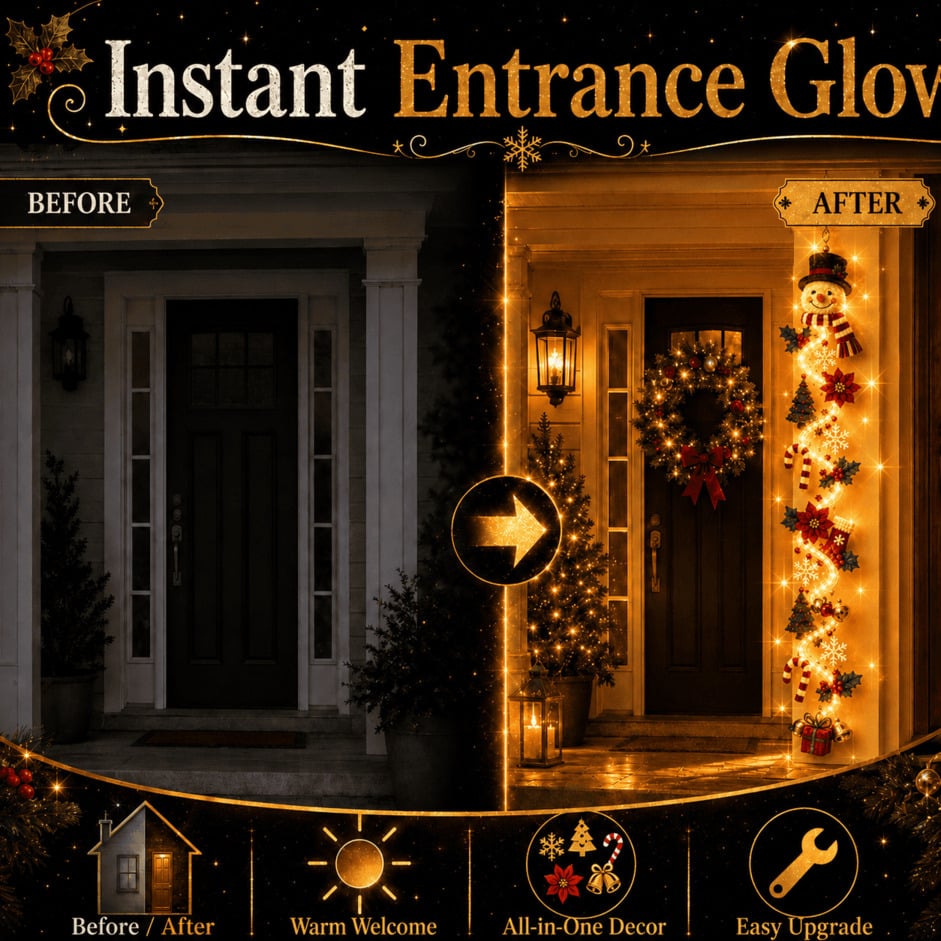 ⏳ 65% OFF – 🎄MerryCascade™ Glowing Christmas Door Hanger | 6 Festive Lighted Designs with Warm Glow, Dimensional Details & Space-Saving Vertical Décor ✨
