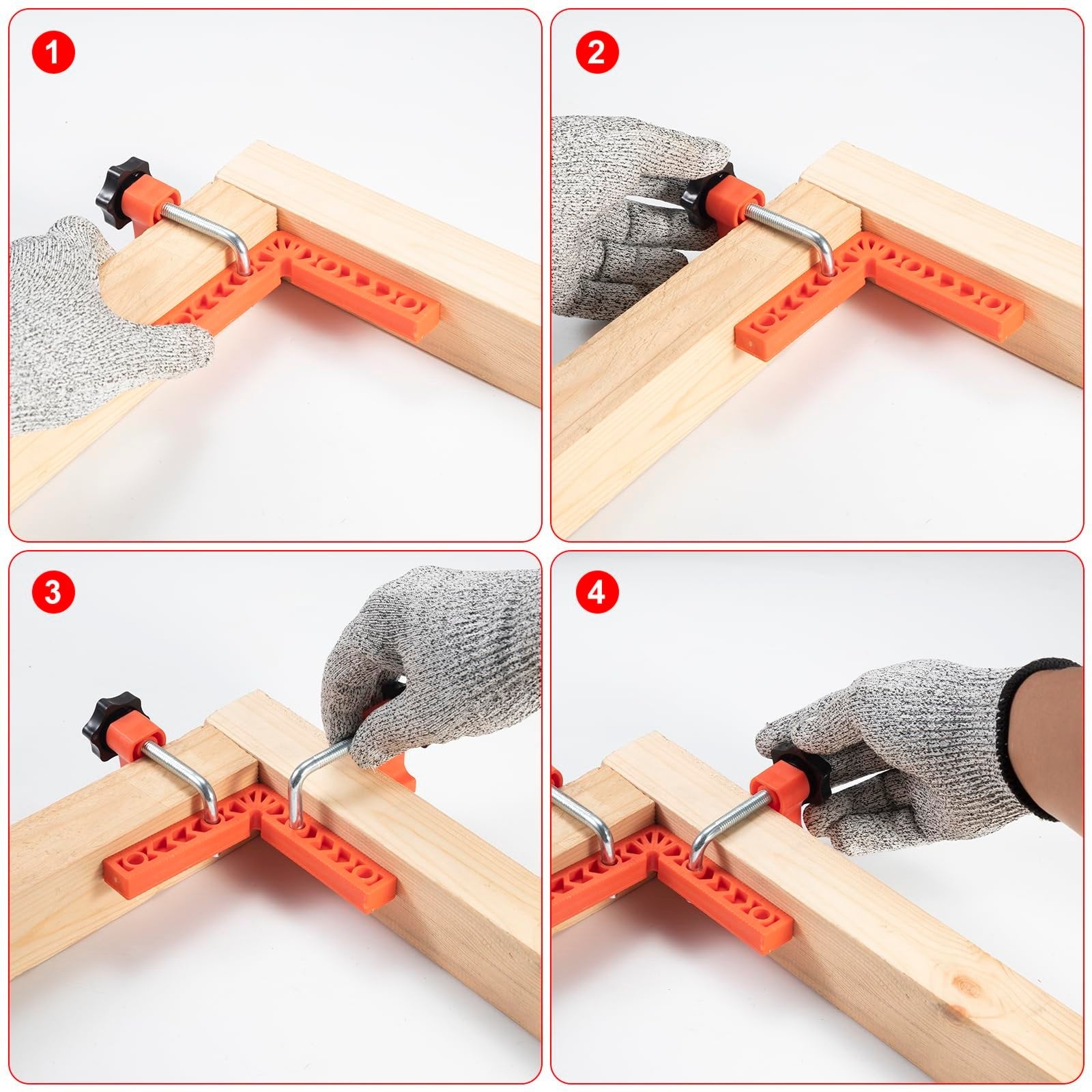 🔧90 Degree Corner Clamp & Positioning Square Set - (3" 4")inch x 8 Right Angle Clamp with 8 Clamp ABS Plastic L-Shaped Tool