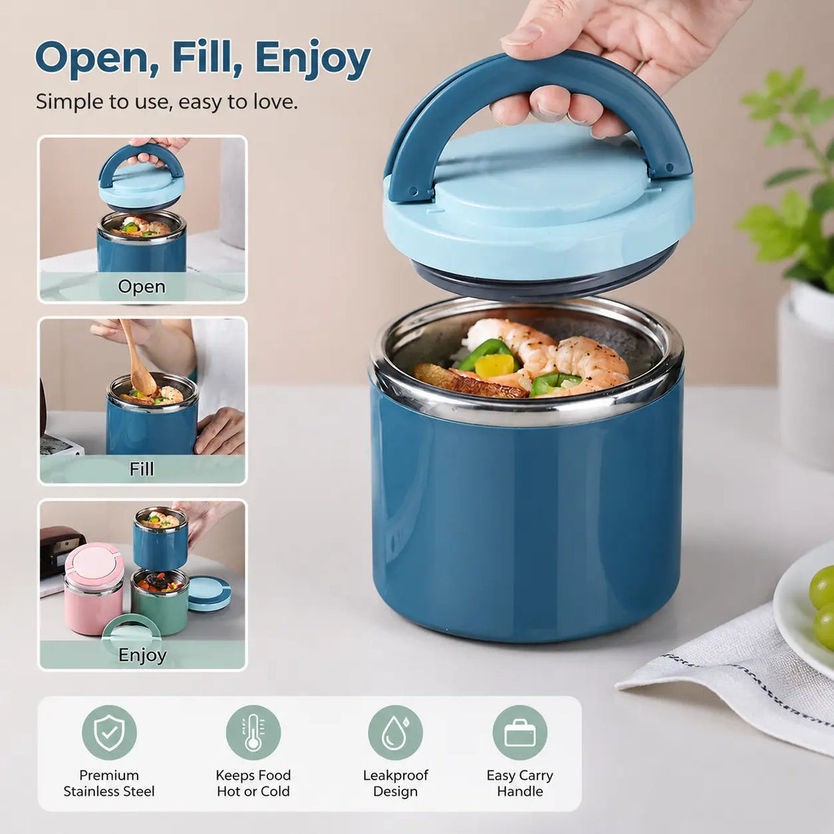 Steel Large Leak-Proof Lunch Box🍱