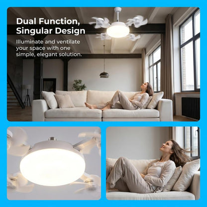 E27 Ceiling Fan Light with Remote, Silent LED Fan & Light 2-in-1 for Bedroom