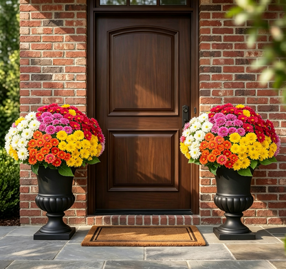 💥Last Day 70% OFF🌼- Artificial Outdoor Sunset Mums Flowers - UV resistant, Waterproof, Windproof（Sold as a set of 5 bundles; the image shows the promotional effect of multiple bundles.）