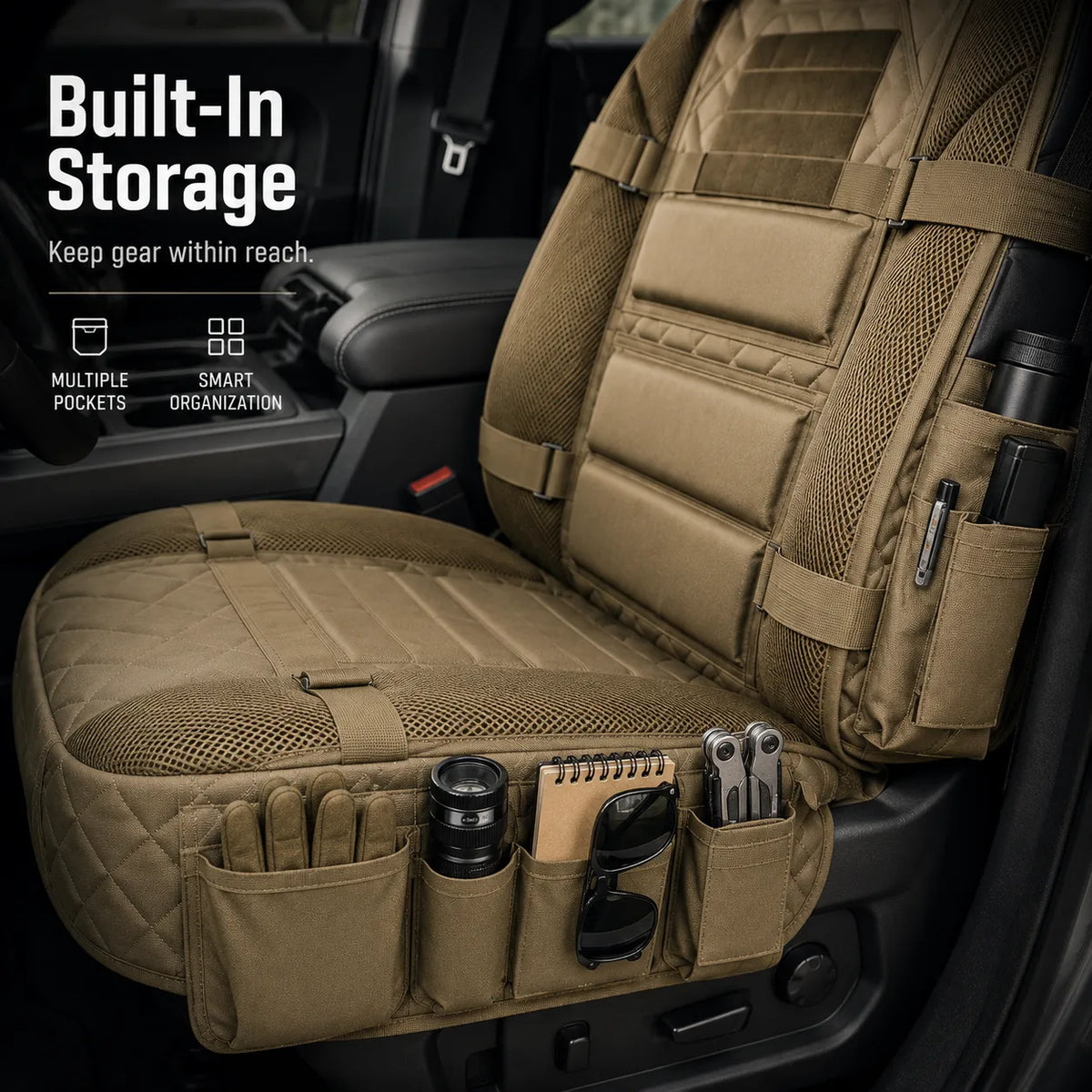 Tactical Molle Car Seat Cover Organizer – Rugged Protection & Smart Storage