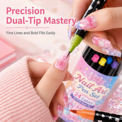 ⏳Time-Limited Special⏰24 Colors Dual Ended Nail Art Pens Set🪄🎨